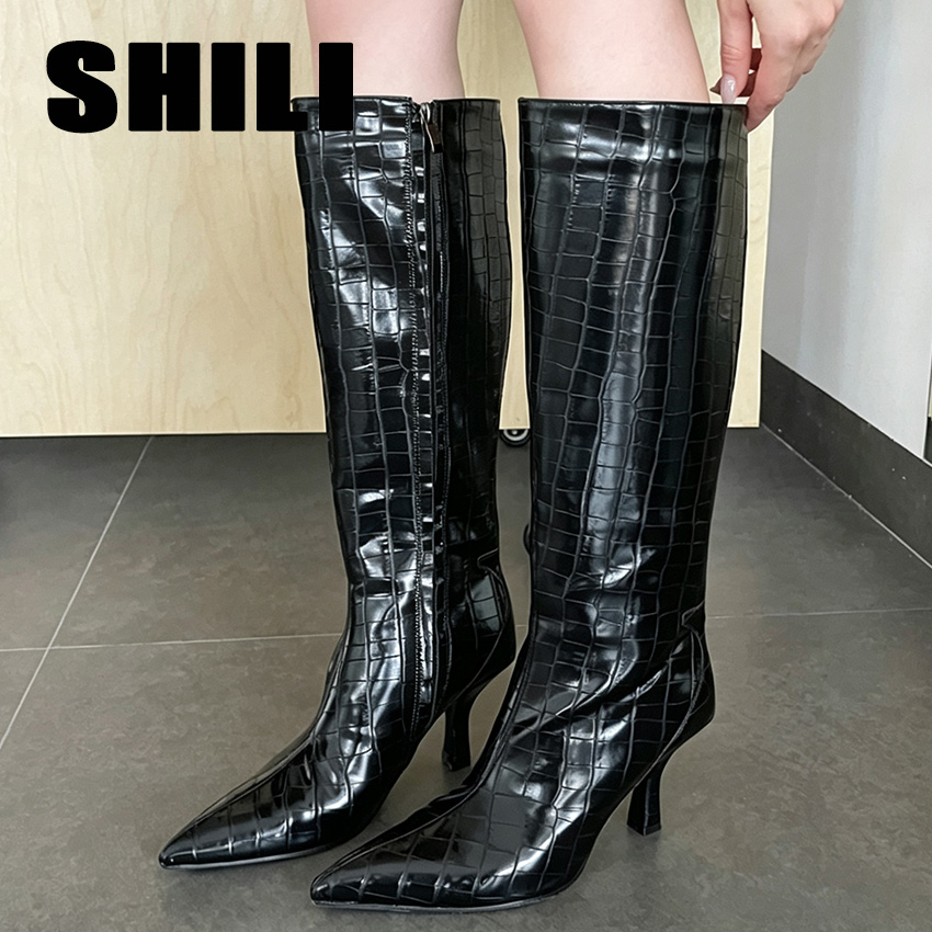 Women'S Fashion Knee High Boots - Kadınlar için Seksi Siyah Diz Üstü
