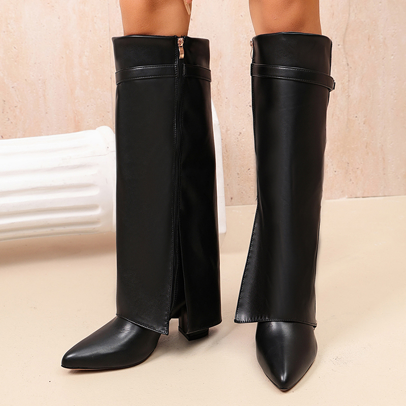 Moda Siyah PU Deri Diz Üstü Bo - Women'S Fashion Knee High Boots incelemesi ve fiyatı