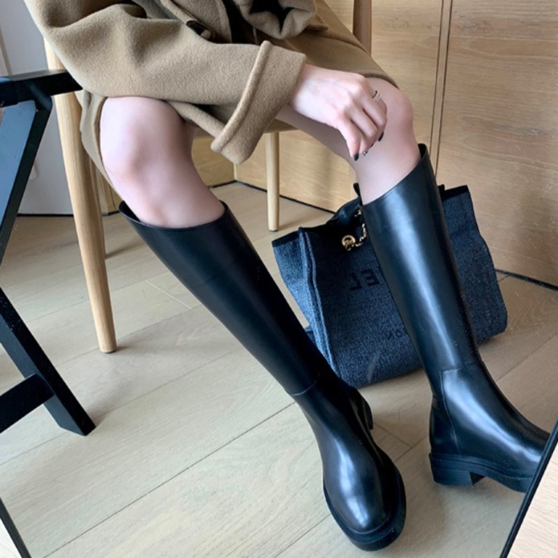 Siyah 3CM Düzensiz Eğimli Ağız - Women'S Fashion Knee High Boots incelemesi ve fiyatı