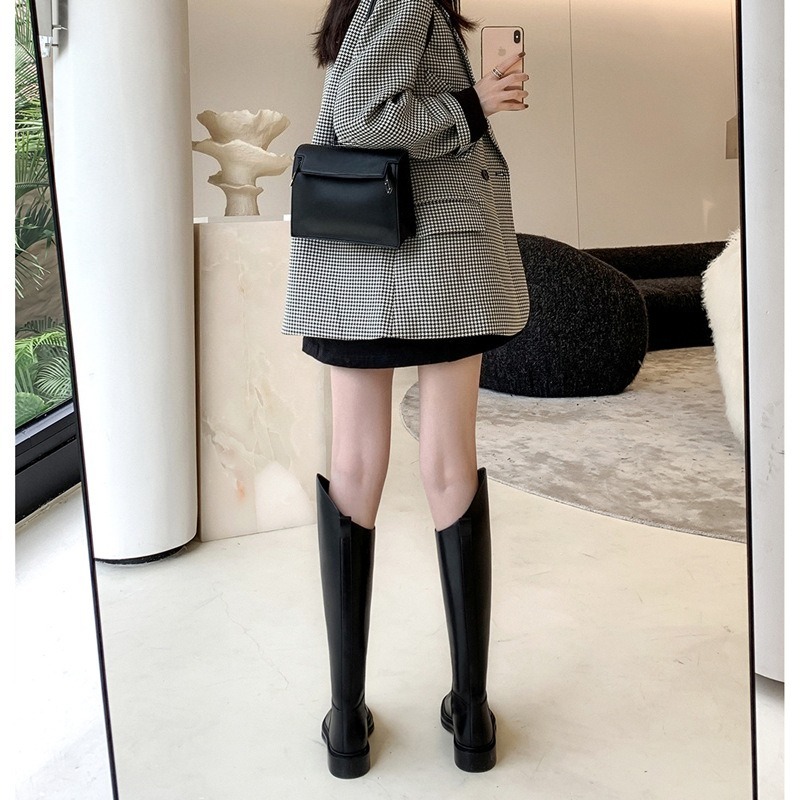 Siyah 3CM Düzensiz Eğimli Ağız - Women'S Fashion Knee High Boots incelemesi ve fiyatı